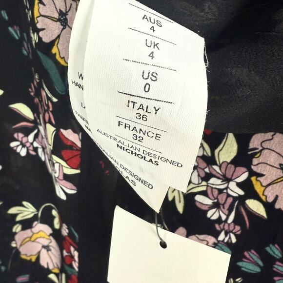 New w/Tags NICHOLAS pure silk floral flowing Goddess cold shoulder dress - Picture 13 of 16